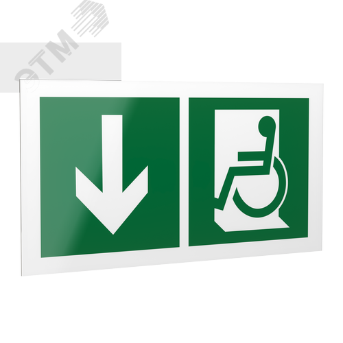 Знак безопасности PS-42226.E71''Указ. двери эвакуац. выхода (лев.) для МГН'' - фото 1