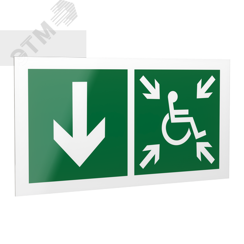 Знак безопасности PS-42226.E79''Указ. двери пункта сбора(безоп.зоны)МГН(лев.)'' - фото 1