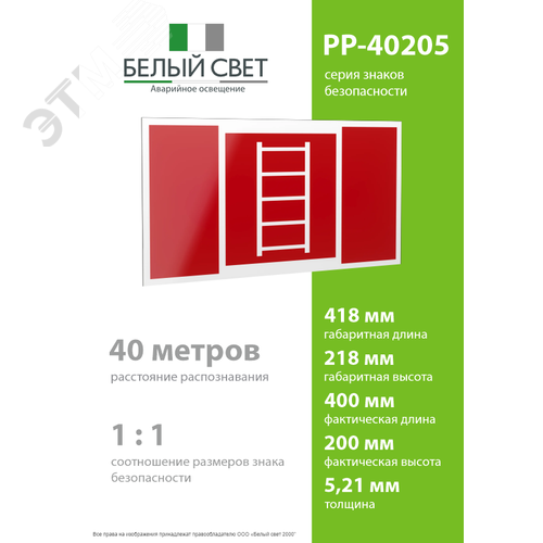 Знак безопасности PP-40205.F03''Пожарная лестница'' - фото 4