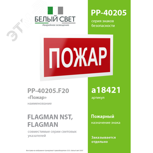 Знак безопасности PP-40205.F20''Пожар'' - фото 2