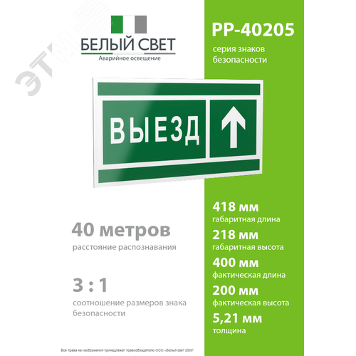 Знак безопасности PP-40205.N06''Направление к воротам выезда прямо'' - фото 4