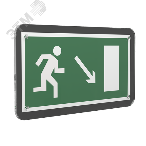 Знак безопасности PS-33186-Black.E07''Напр. к эвакуационному выходу направо вниз'' - фото 1