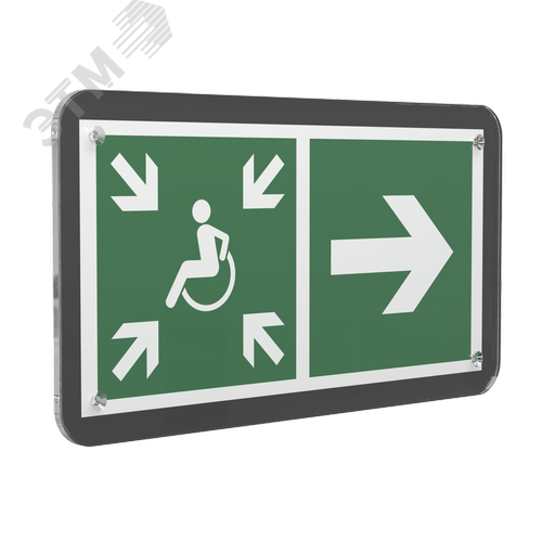 Знак безопасности PS-33186-Black.E76''Напр.движ. к пункту сбора МГН направо'' - фото 1