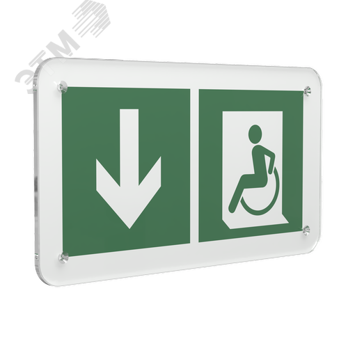Знак безопасности PS-33186.E71''Указ. двери эвакуац. выхода (лев.) для МГН'' - фото 1