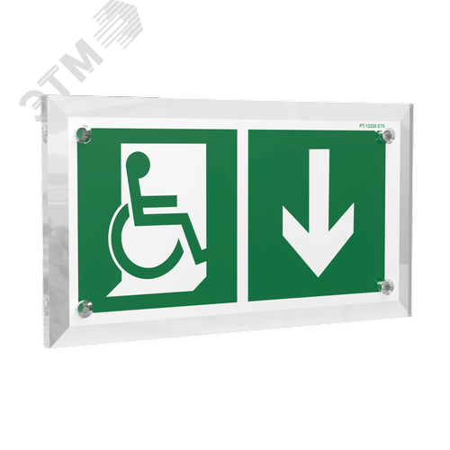 Знак безопасности PT-17328.E70''Указ. двери эвакуац. выхода (прав.) для МГН'' - фото 1