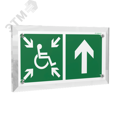 Знак безопасности PT-17328.E77''Напр.движ. к пункту сбора(безоп.зоне)МГН прямо'' - фото 1