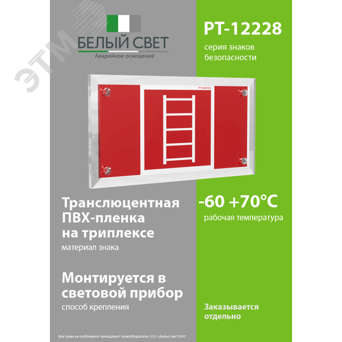 Знак безопасности PT-12228.F03''Пожарная лестница'' - фото 3