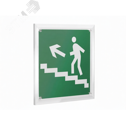 Знак безопасности PT-22228.E16''Напр. к эвакуац. выходу по лестн. вверх (лев.)'' - фото 1
