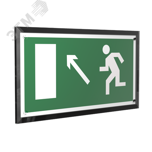 Знак безопасности PT-32178-Black.E06''Напр. к эвакуационному выходу налево вверх'' - фото 1