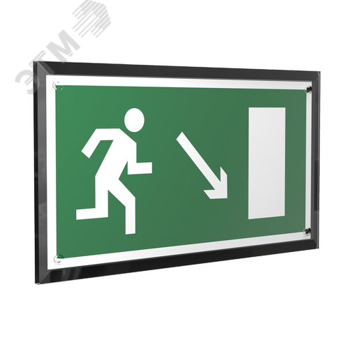 Знак безопасности PT-32178-Black.E07''Напр. к эвакуационному выходу направо вниз'' - фото 1