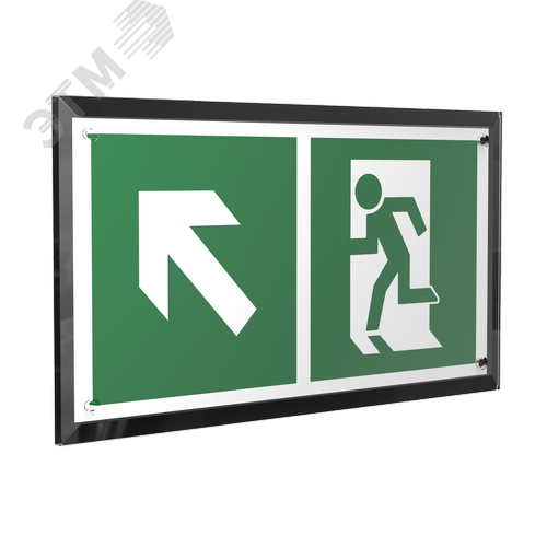 Знак безопасности PT-32178-Black.E34''Напр. к эвакуационному выходу налево вверх'' - фото 1