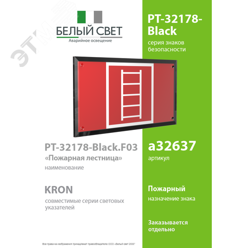 Знак безопасности PT-32178-Black.F03''Пожарная лестница'' - фото 2