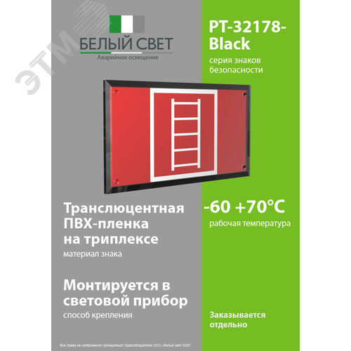 Знак безопасности PT-32178-Black.F03''Пожарная лестница'' - фото 3