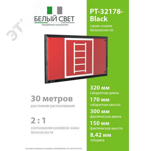 Знак безопасности PT-32178-Black.F03''Пожарная лестница'' - фото 4