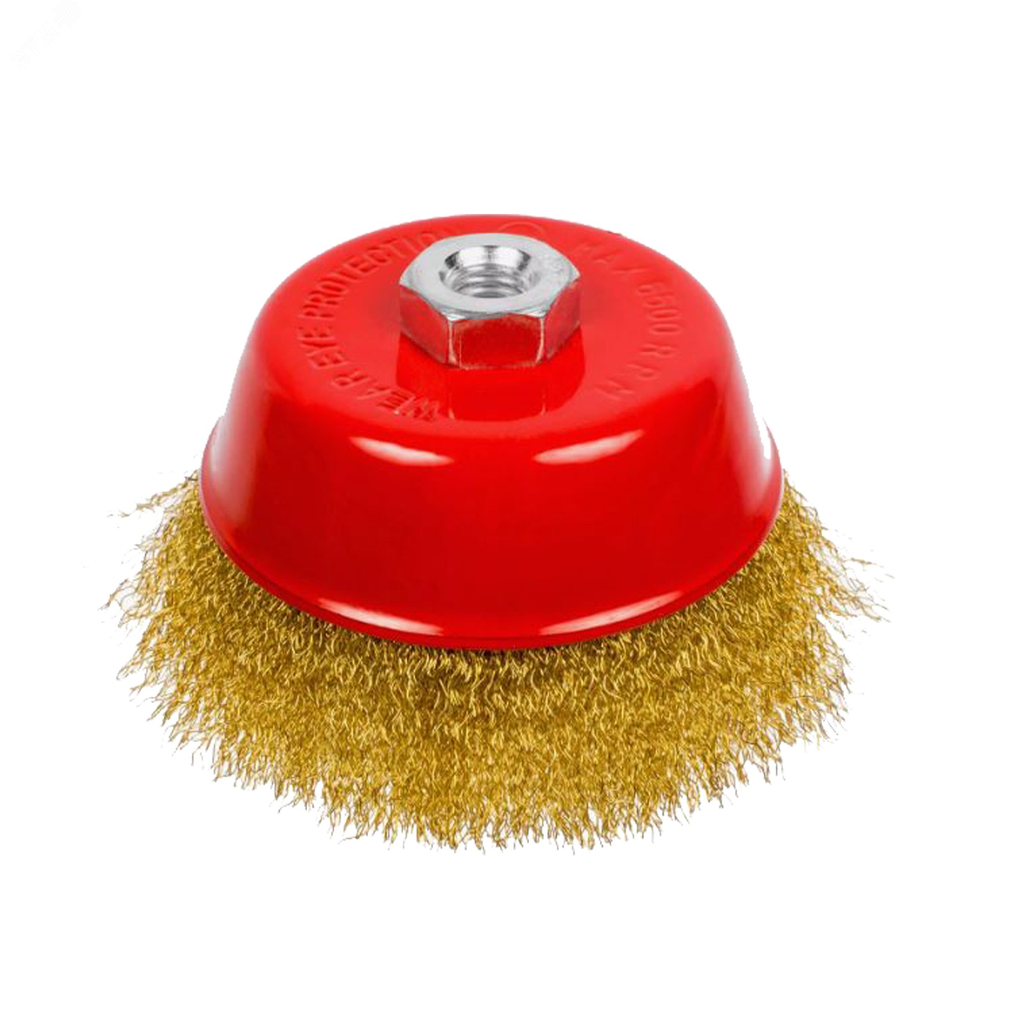 Изображение товара Щётка-чашка М14 из латунированной проволоки 75мм для очистки и шлифовки