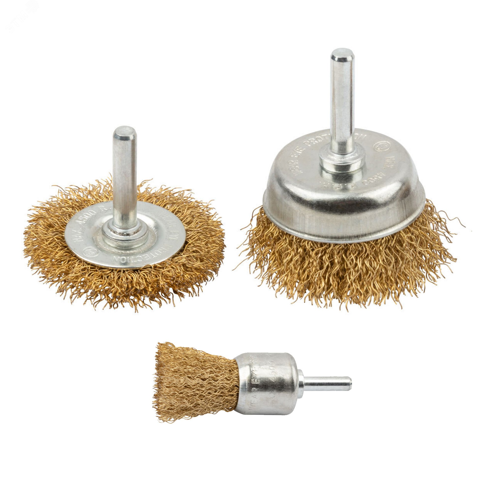 Изображение товара Набор щёток из латунированной проволоки 25,50,50мм для очистки и полировки