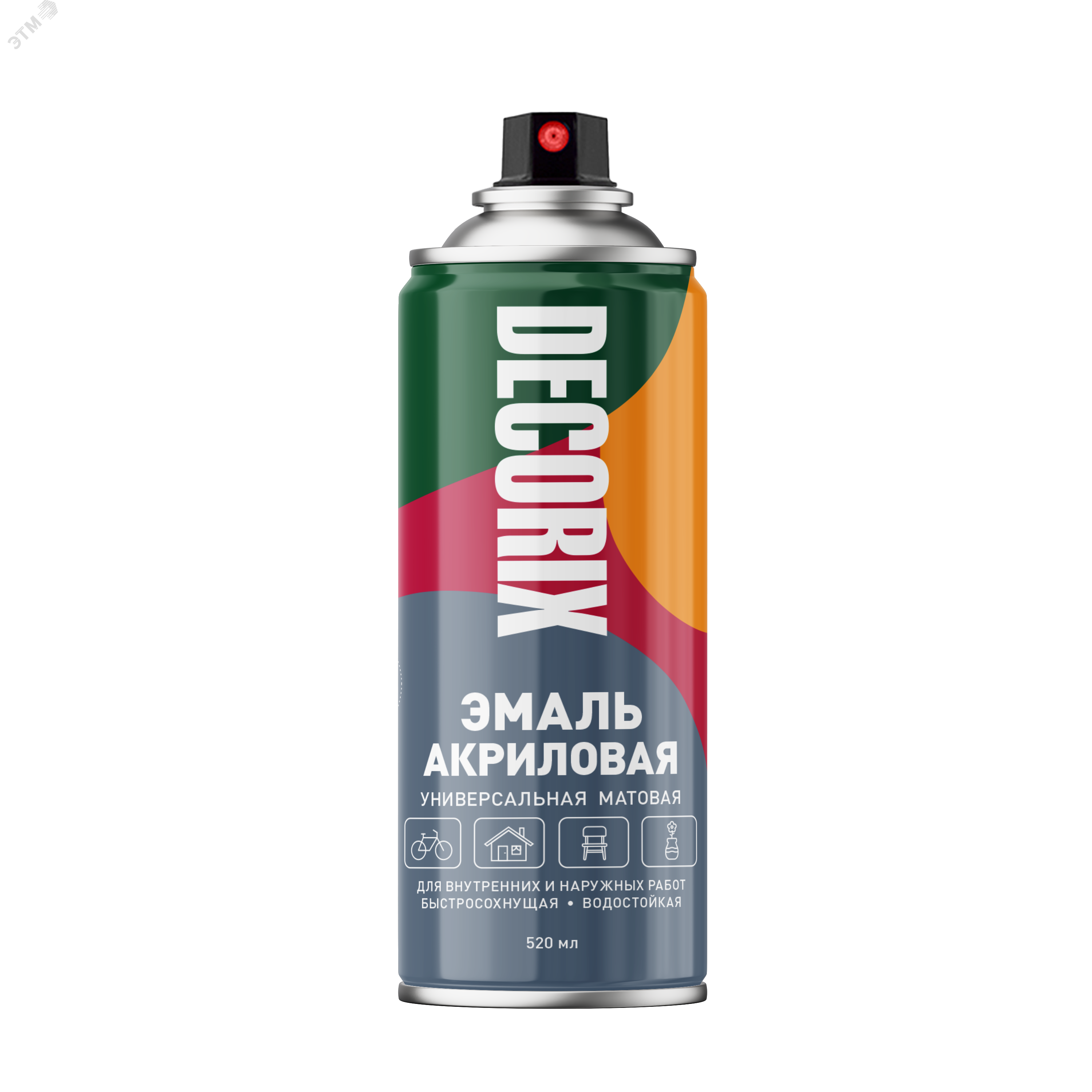 Изображение товара Эмаль аэрозольная универсальная 520 мл серый матовый DECORIX