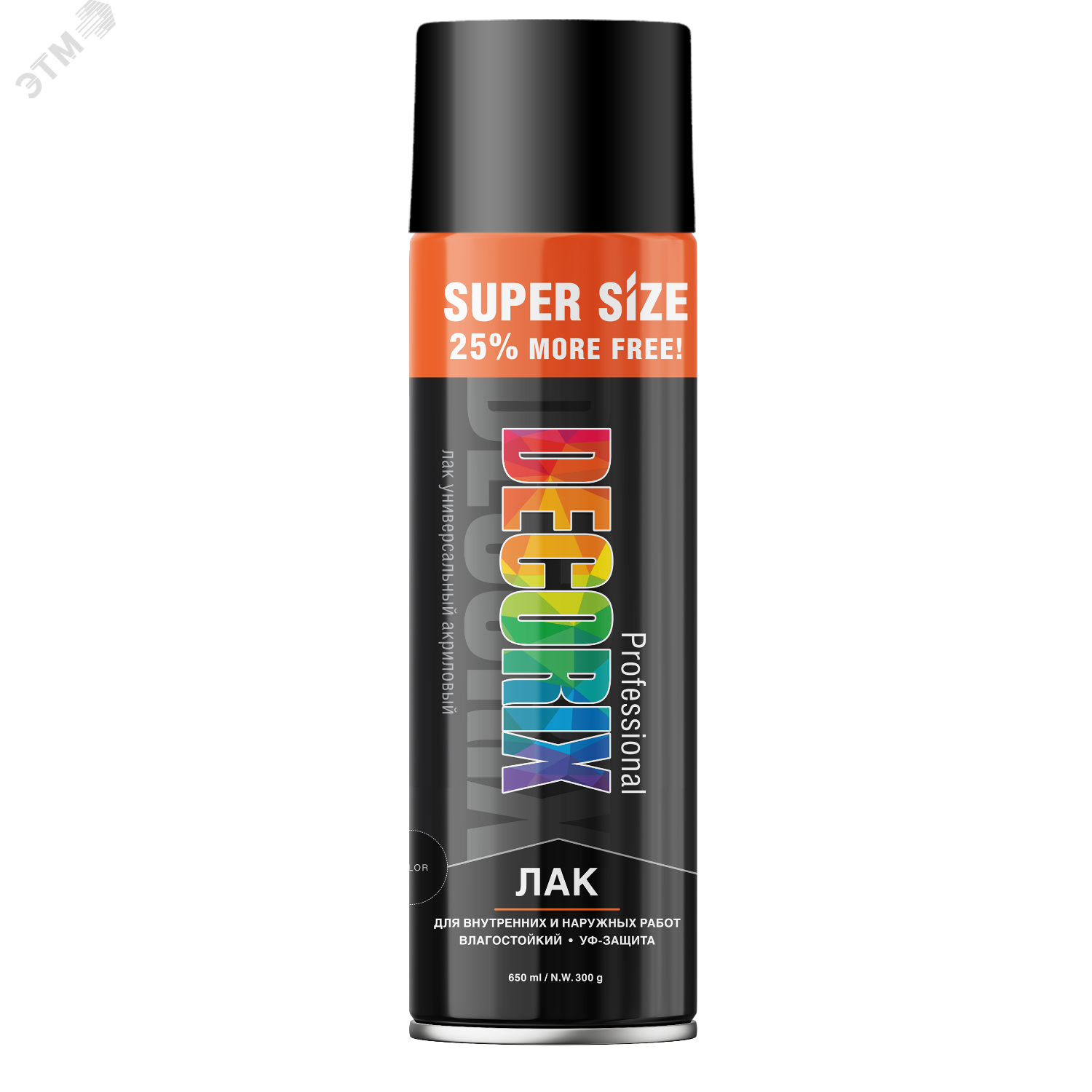 Изображение товара Лак аэрозольный DECORIX Professional бесцветный глянцевый 650 мл