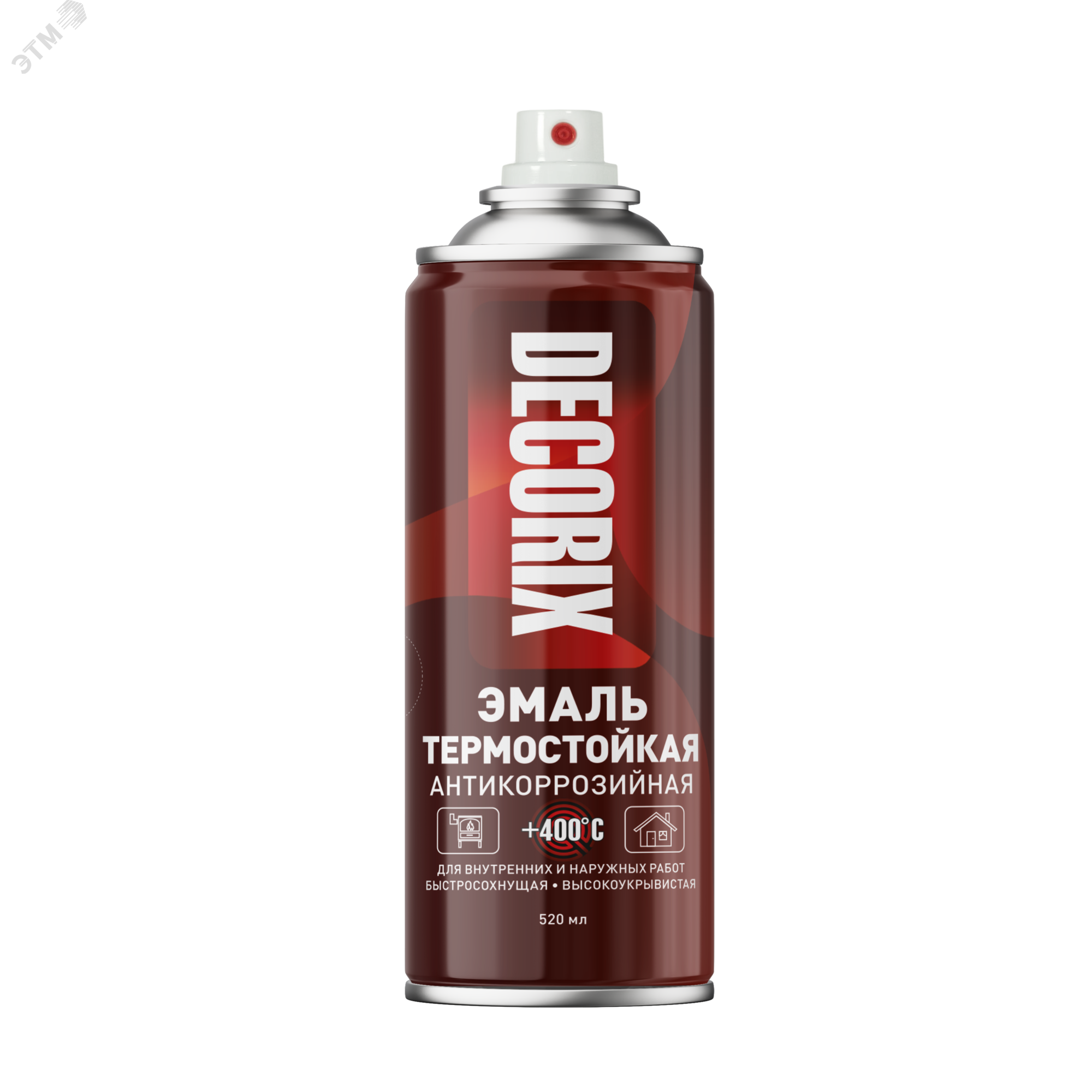 Изображение товара Эмаль аэрозольная термостойкая +400°С DECORIX, 520 мл, белый (шт)