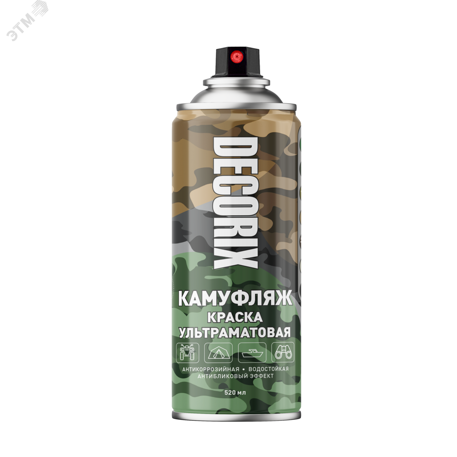 Изображение товара Краска аэрозольная DECORIX камуфляжная оливковый матовый 520 мл для маскировки