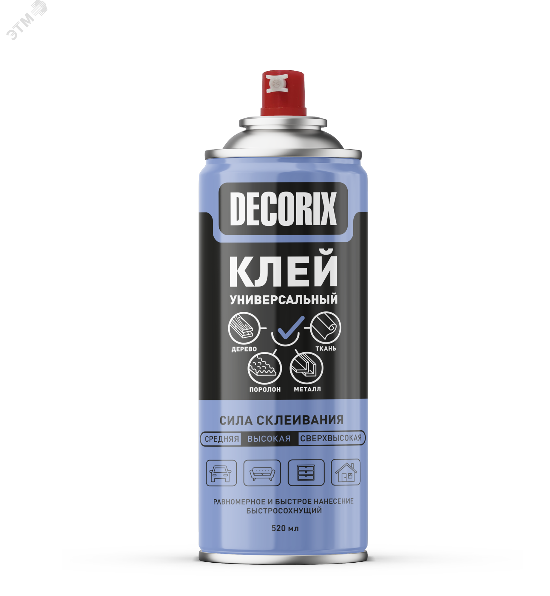 Изображение товара Универсальный аэрозольный клей DECORIX 520 мл для различных материалов