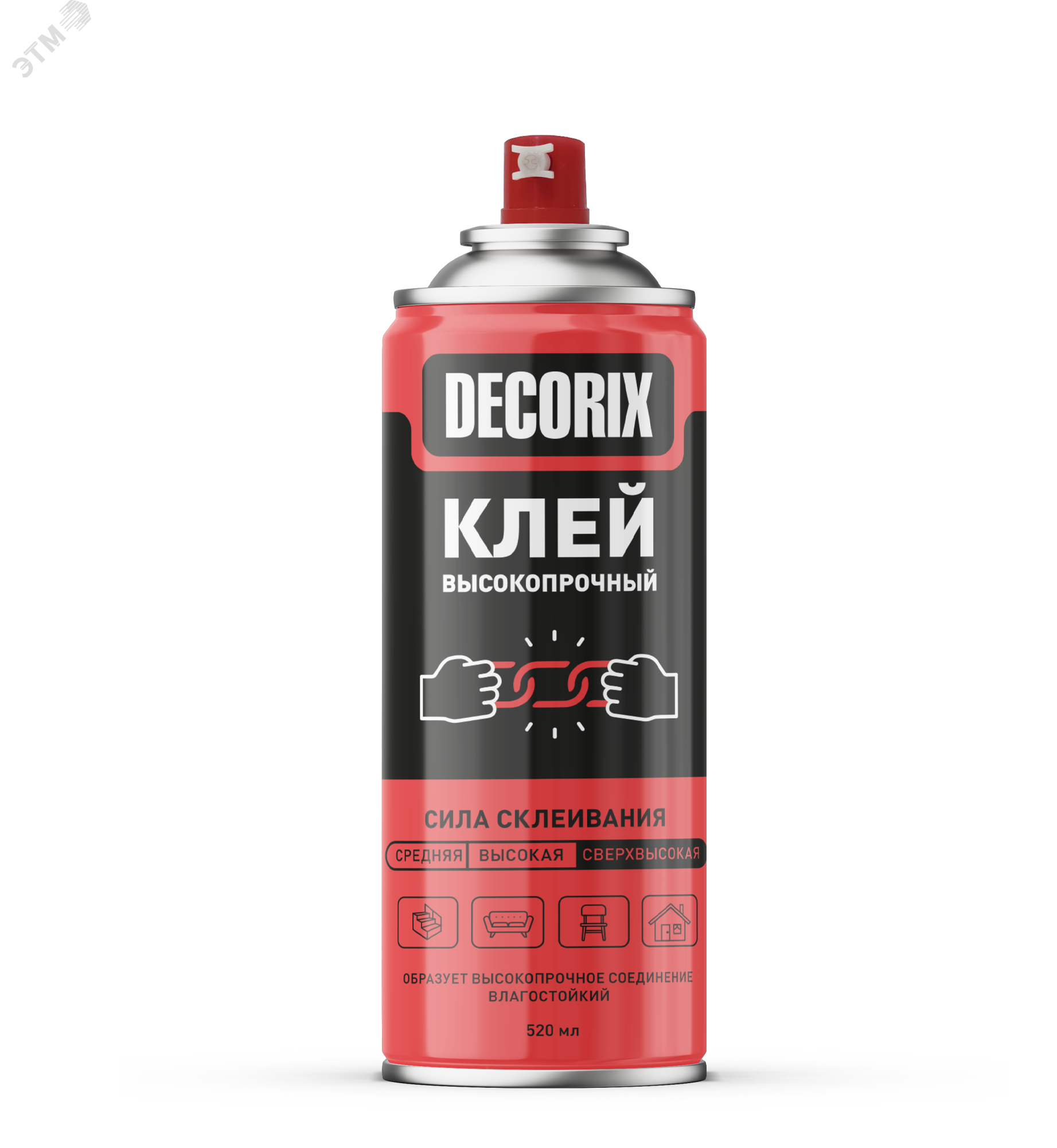 Изображение товара Высокопрочный аэрозольный клей DECORIX 520 мл для дерева, металла и пластмасс
