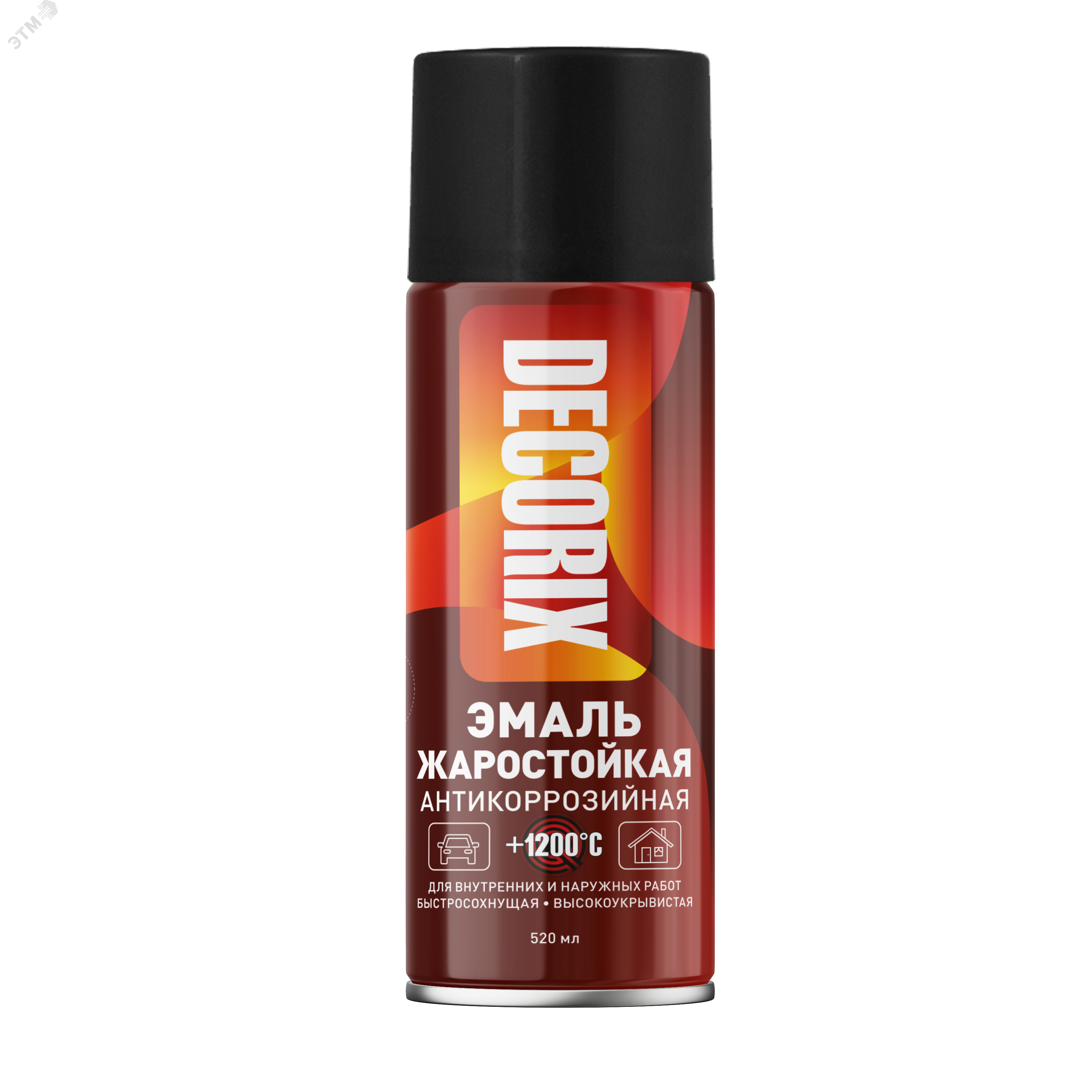 Изображение товара Эмаль аэрозольная жаростойкая DECORIX +1200°С 520 мл черный