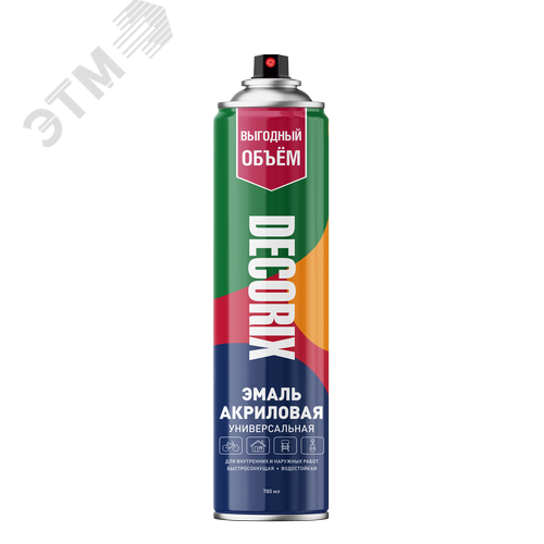 Изображение товара Эмаль аэрозольная универсальная DECORIX, 780 мл, белый глянцевый (шт)
