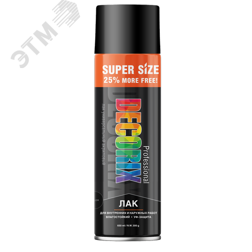 Изображение товара Лак аэрозольный PROFESSIONAL 650 мл, бесцветный глянцевый (шт)