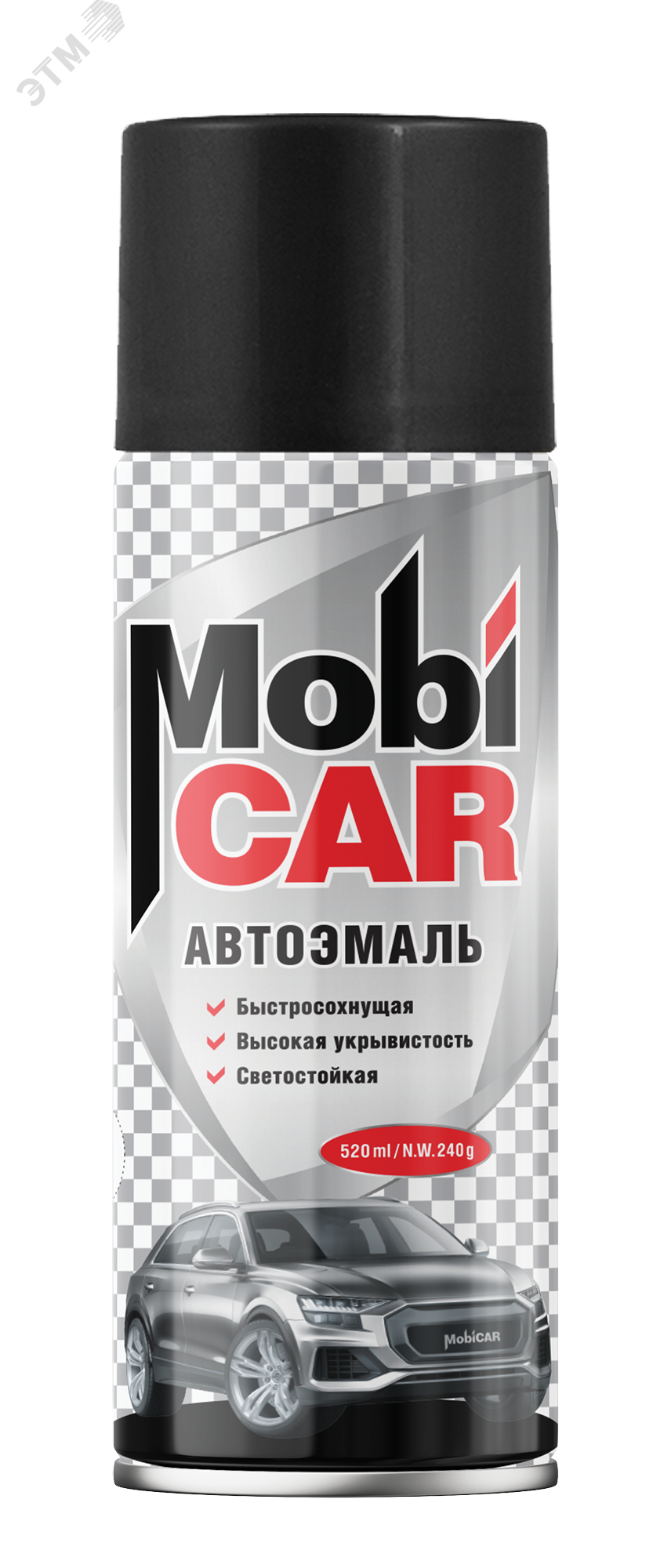 Изображение товара Автоэмаль аэрозольная MobiCAR, 520мл, 000 черная матовая (шт)
