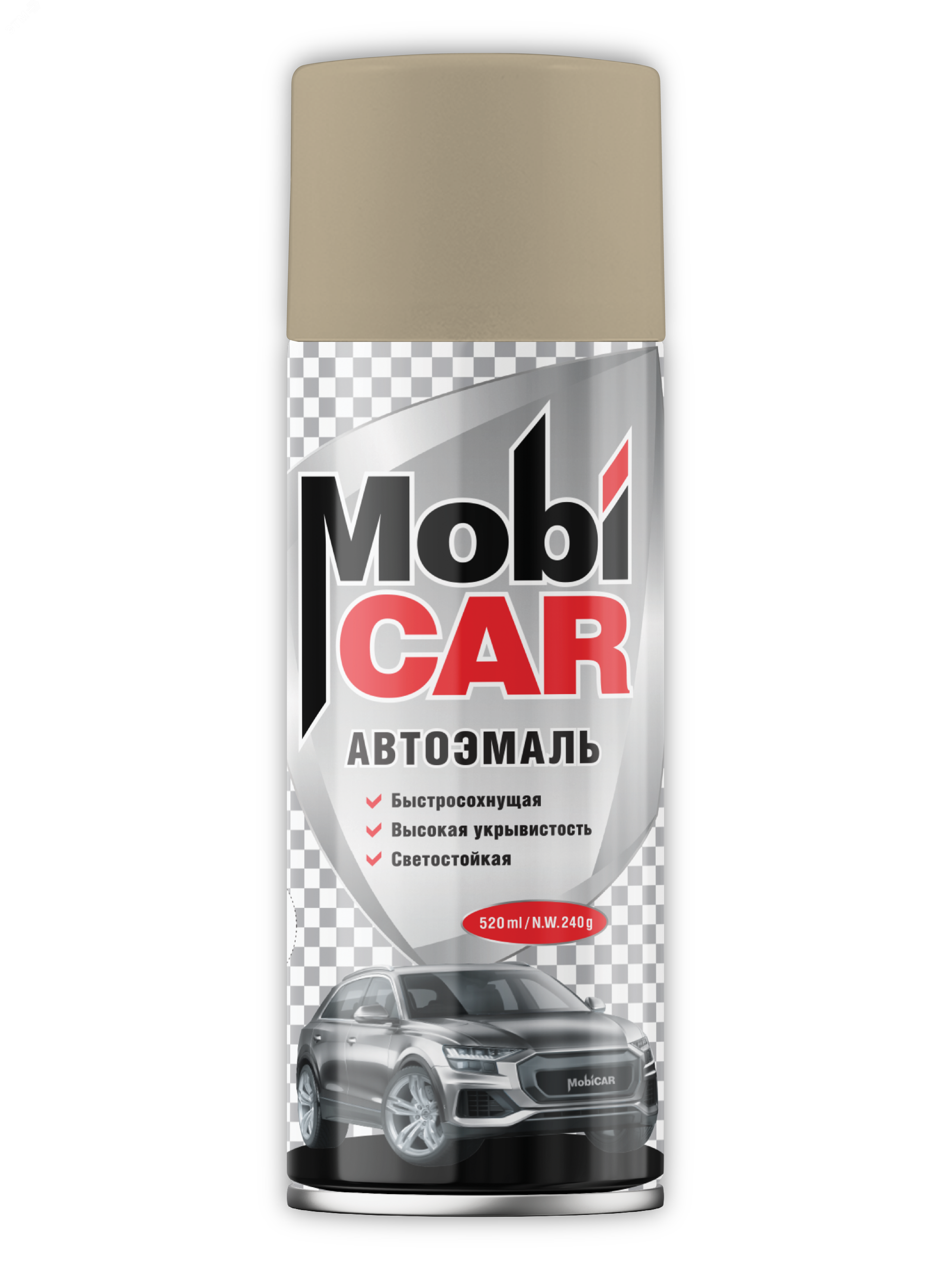 Изображение товара Автоэмаль аэрозольная MOBICAR 520 мл бежевая профессиональная для кузова