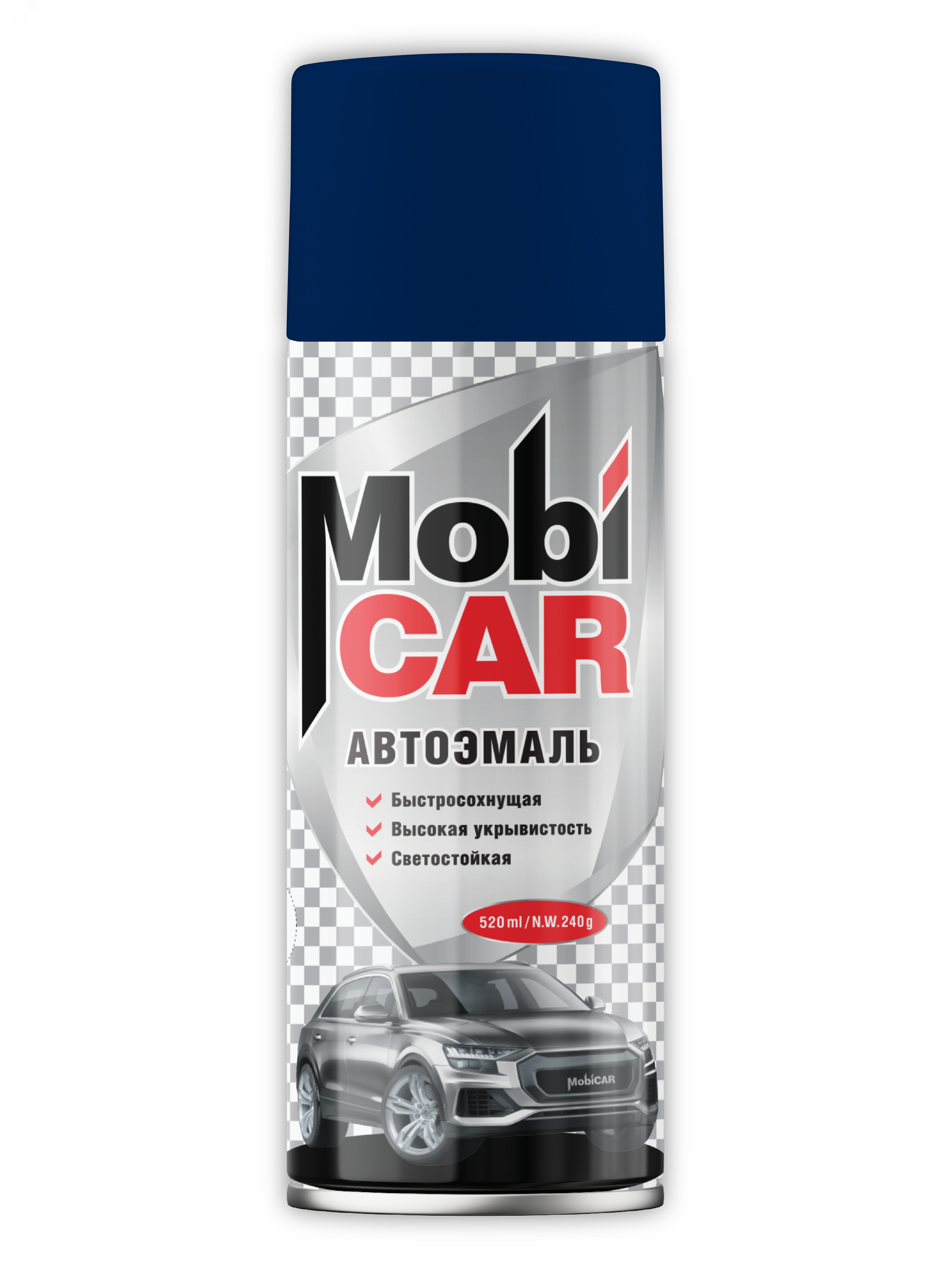 Изображение товара Автоэмаль аэрозольная MOBICAR 520 мл тёмно-синяя профессиональное покрытие для кузова
