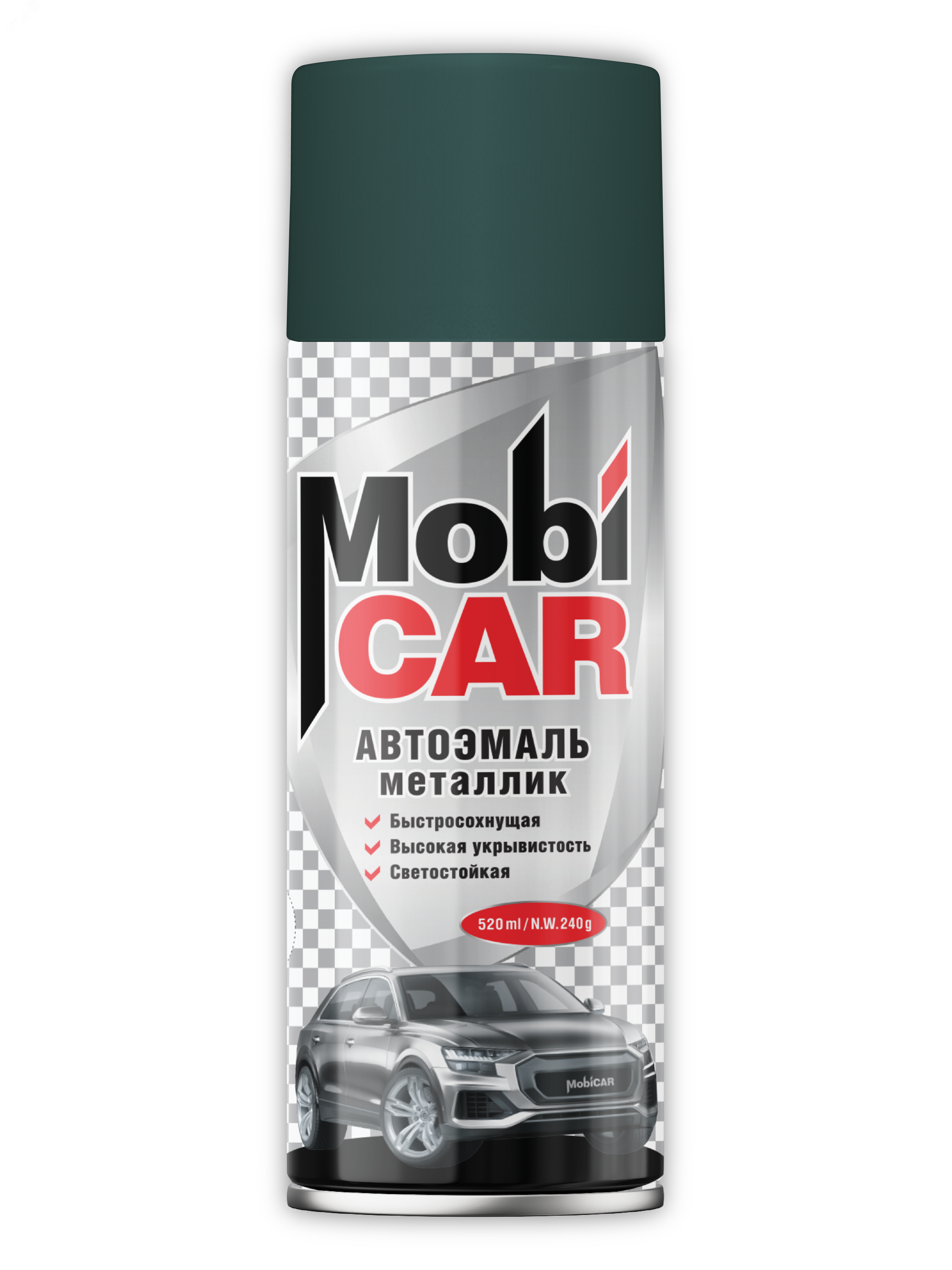 Изображение товара Автоэмаль аэрозольная металлик MOBICAR 520 мл изумрудный цвет