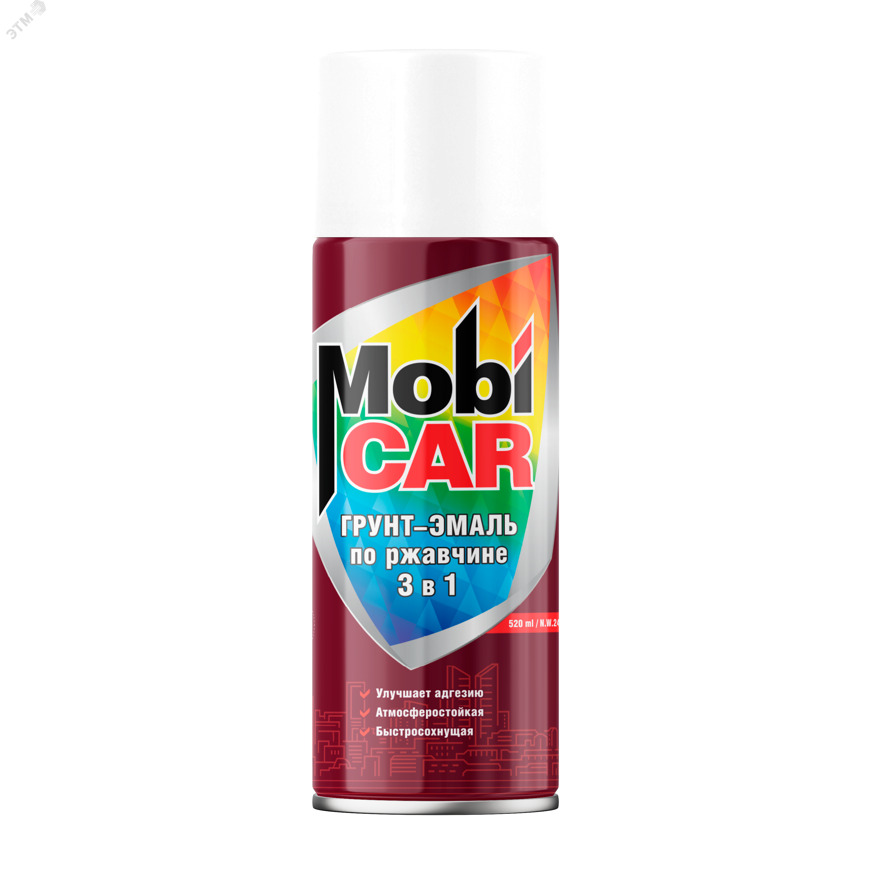 Изображение товара Грунт-эмаль по ржавчине аэрозольная 3 в 1 520 мл белый матовый MobiCAR