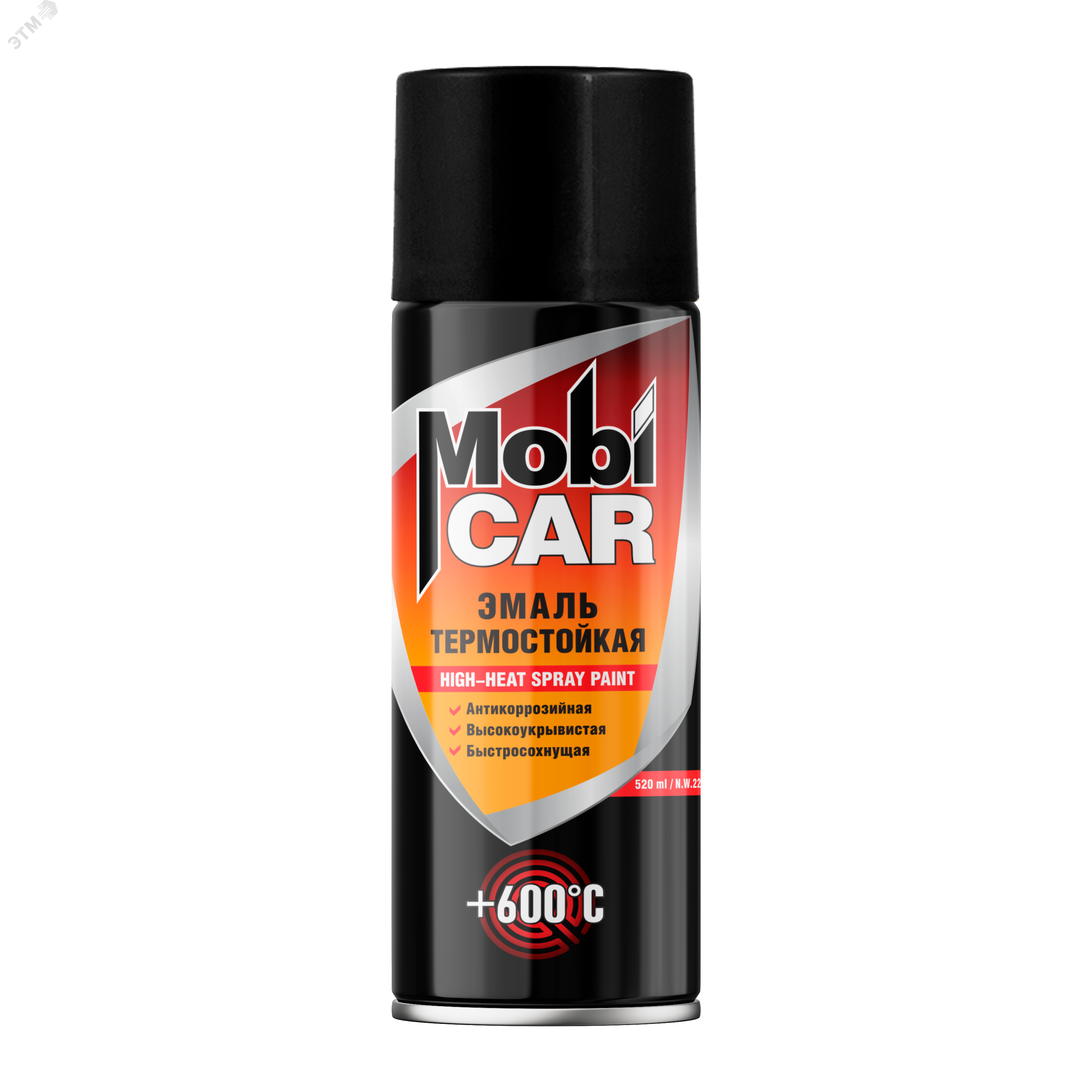 Изображение товара Эмаль аэрозольная термостойкая +600°C 520 мл черная RAL 9005