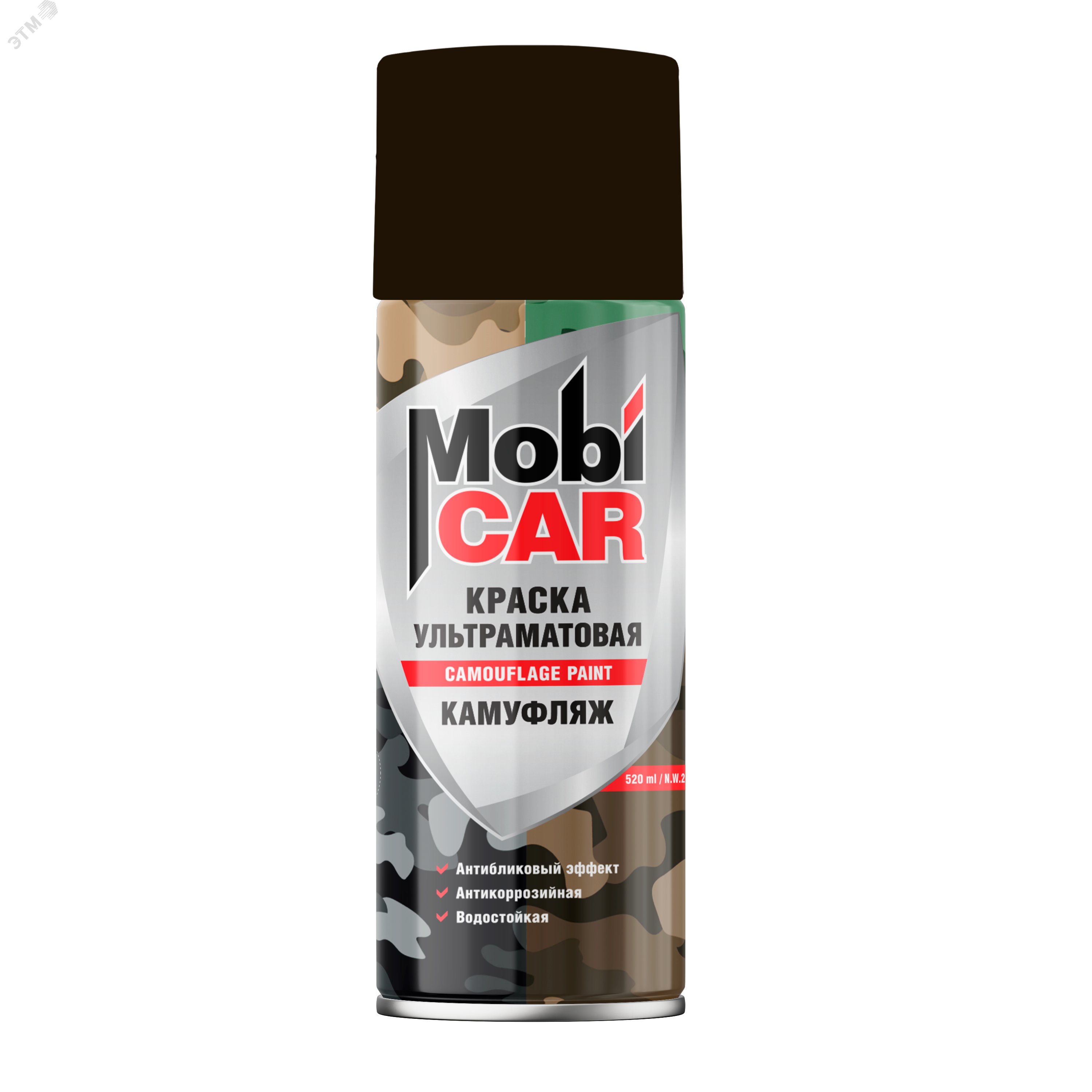 Изображение товара Краска аэрозольная MobiCAR камуфляжная 520 мл коричневая матовая