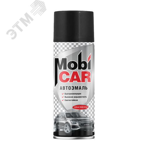 Изображение товара Автоэмаль аэрозольная MobiCAR, 520мл, 000 черная матовая (шт)