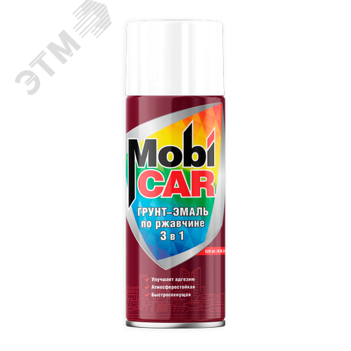 Изображение товара Грунт-эмаль по ржавчине аэрозольная 3 в 1 520 мл, белый глянцевый (шт)