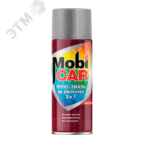 Изображение товара Грунт-эмаль по ржавчине аэрозольная 3 в 1 520 мл, серебристый (шт)