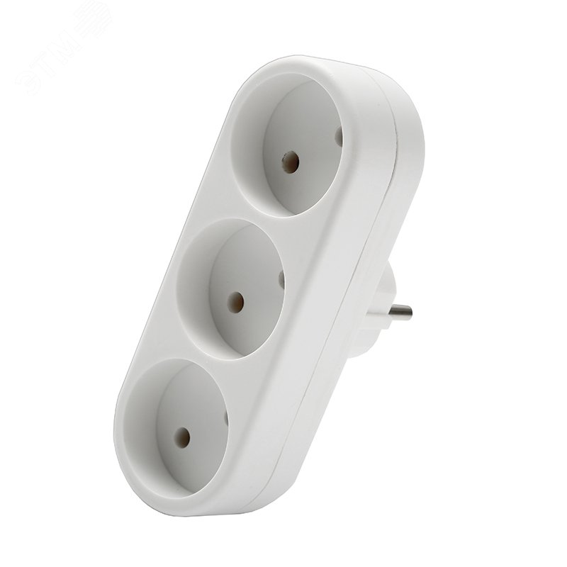 Изображение товара Разветвитель 3 гнезда плоский без заземления 250В 10А DOMTOK