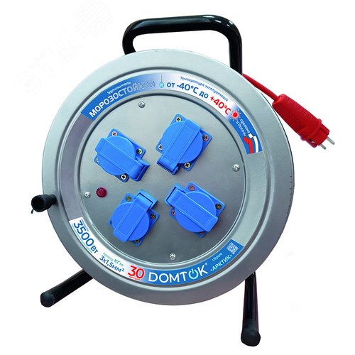 Изображение товара Удлинитель силовой на металлической катушке АРКТИК КГ 3*1,5, 3,5 кВт, IP-44, с заземлением, 30 метров DOMTOK (шт)