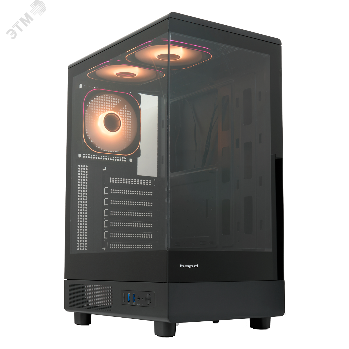 Изображение товара Корпус для ПК HSPD F510-TGBK-ARGB Mid Tower черный с ARGB вентиляторами