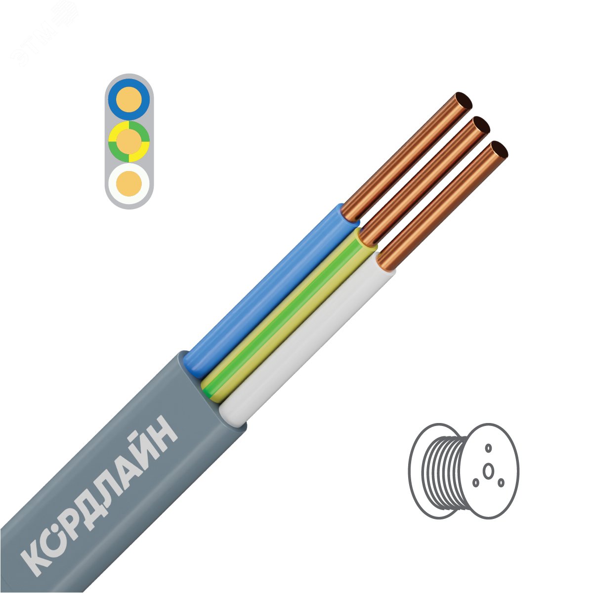 Изображение товара Кабель ВВГнг(A)-LS 3x2, 5КОРДЛАЙН - кабель для стационарной прокладки, 0, 66 кВ