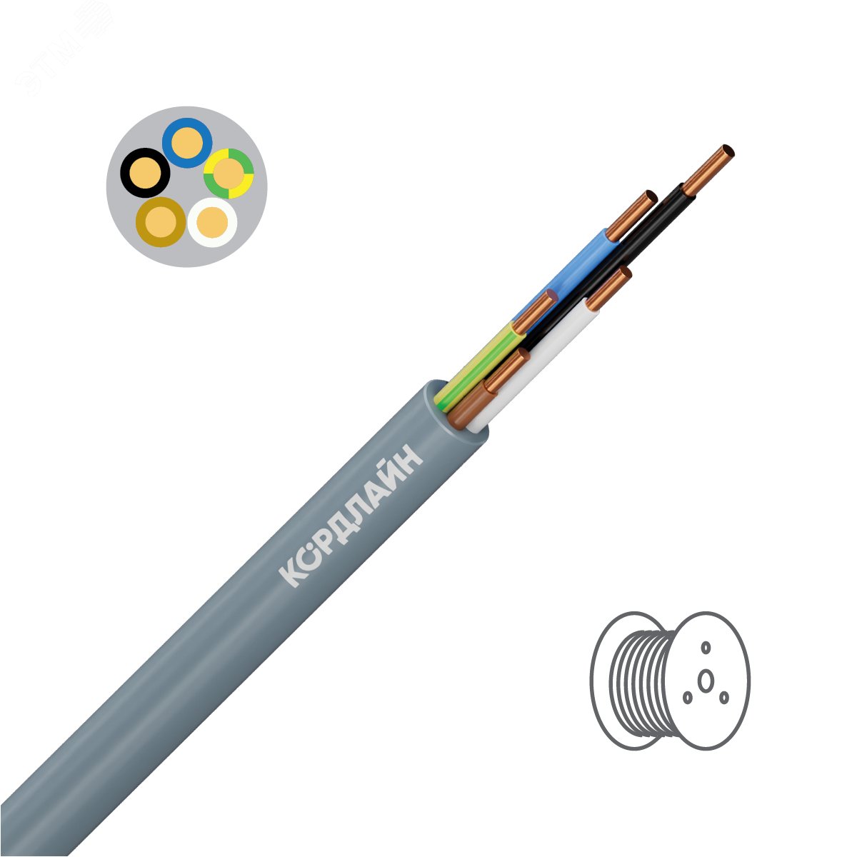 Изображение товара Кабель силовой ВВГнг(А)-LS 5х2,5 ок на барабане Россия