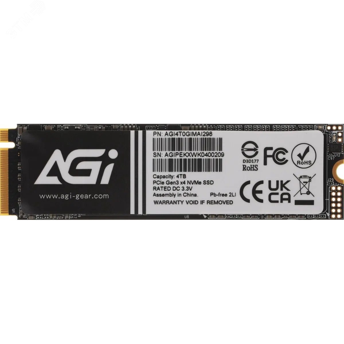 Изображение товара Накопитель SSD М.2 2280 2ТБ, AGI AI298, PCIe Gen3 x4, 3D TLC NAND, 2460/1880 МБ/с (шт)