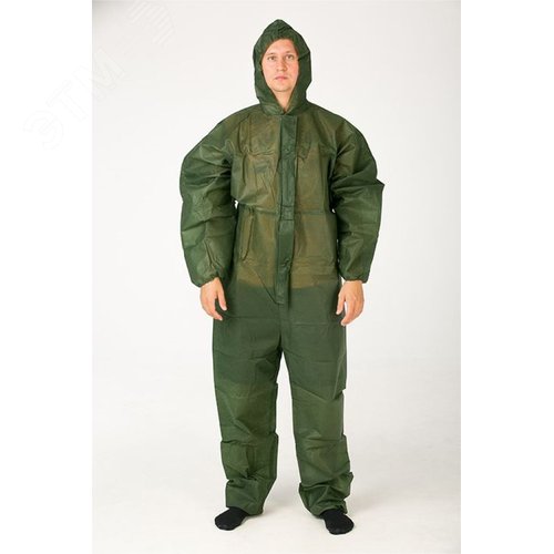 Изображение товара Комбинезон защитный многоразовый хаки плотность 60 г/м2 с планкой с липучкой р. 4XL/180-188 (шт)