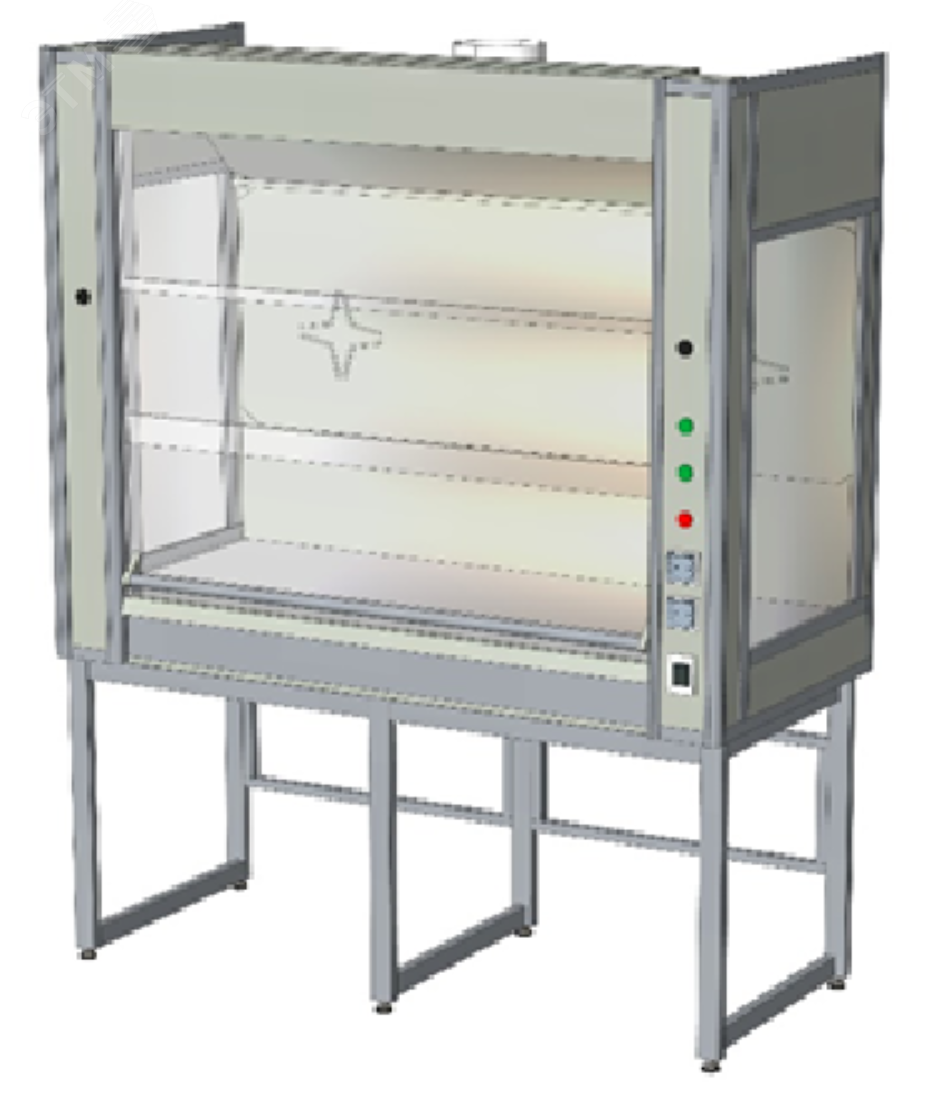 Изображение товара Шкаф вытяжной кислотостойкий полипропиленовый с боковым остеклением шириной 1635 мм., 1640х750х2150 (керамогранит) (шт)