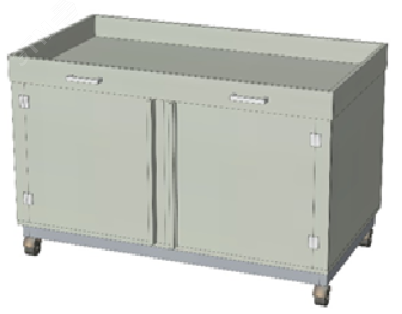 Изображение товара Тумба полипропиленовая под вытяжной шкаф ПП.ШВХ.123, 1114х604х695, подкатная для перелива кислот с распашными дверцами (шт)