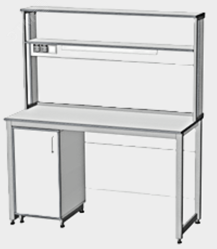 Изображение товара Стол лабораторный 1500x600x1750 HPL 16 мм с надстройкой и тумбой