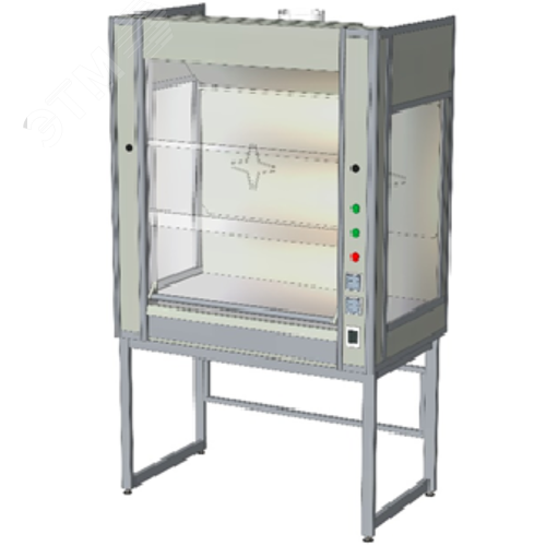 Изображение товара Шкаф вытяжной кислотостойкий полипропиленовый с боковым остеклением, шириной 1235 мм, 1240х750х2150 (полипропилен 15 мм) (шт)